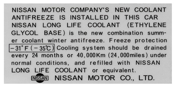 Motorsport Auto - The Z Store - Reproduction Decal: Anti-Freeze Motorsport Auto - The Z Store - Reproduction Decal: Anti-Freeze