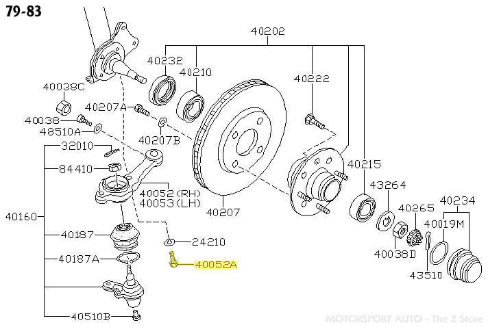 STEL② 79 80 Datsun 280zx OEM Front Shock Strut Spring & Spindle