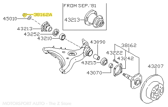 Motorsport Auto - The Z Store - Factory Stub Axle Lock Nut, 79-83