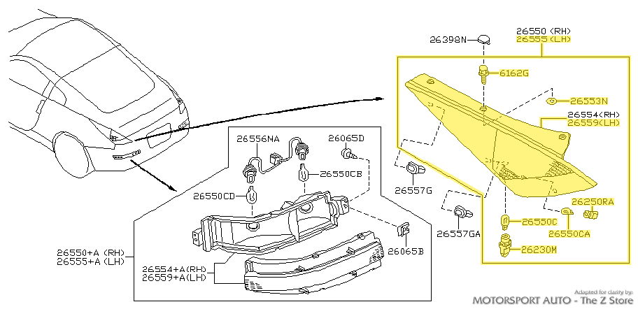 Motorsport Auto - The Z Store - Factory Tail Light, Left, 03-6/03 350Z