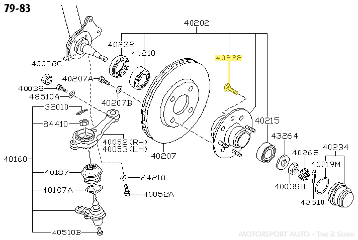 Motorsport Auto - The Z Store - Factory Front Wheel Lug Stud, 79
