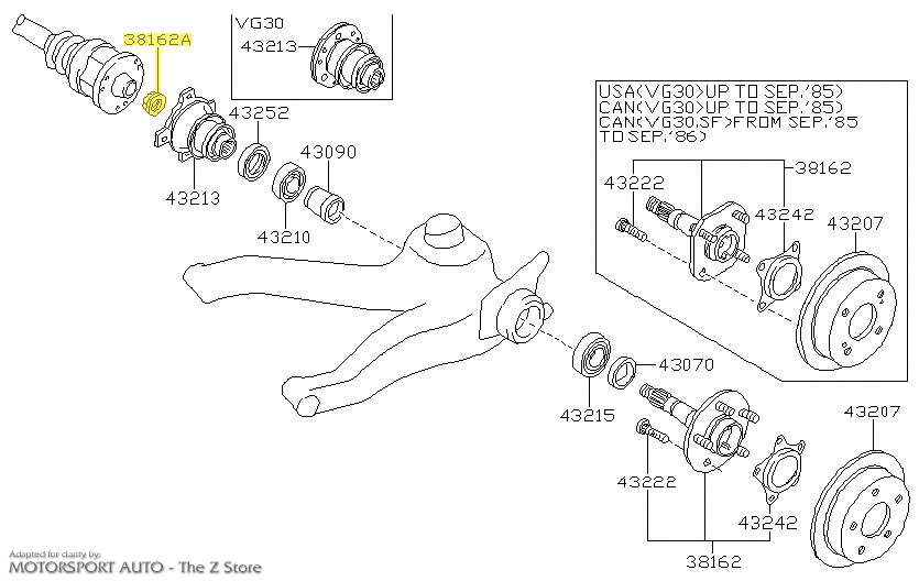 Motorsport Auto - The Z Store - Factory Stub Axle Lock Nut, 84-89