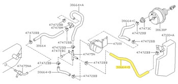Clutch Master Vac Hose, 'T' Fitting to Vac. Tank, 94-96 300ZX Turbo w/ Manual Trans.