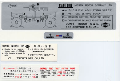 thumbnail image 2 of Bprojects JAPAN DATSUN Air Cleaner Season Adjust Lever Sticker – Vinyl, NOS Style For 240Z C10 2 of 6