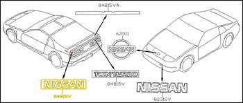 Factory Deck Lid Emblem, "NISSAN", 90-93 300ZX (Z32) Non-Turbo w/o Spoiler, 94-96 All
