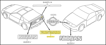 Factory Deck Lid Emblem, "TWIN TURBO", 94-96 300ZX (Z32) Turbo