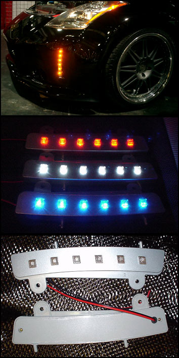 EVO-R LED Front Marker Lights, Silver Housing, 03-05 350Z