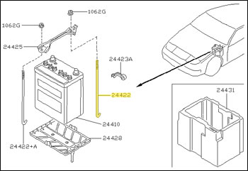 Factory Battery J-Bolt, Rear, 90-96 300ZX