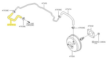 Factory Brake Master Vac Hose, Engine Side, 03-06 350Z