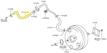 Factory Brake Master Vac Hose, Engine Side, 15-20 370Z
