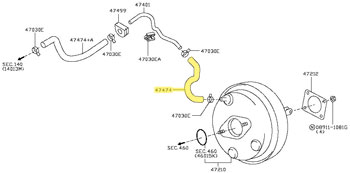 Factory Brake Master Vac Hose, Vac Side, 09-20 370Z, 23-24 Nissan Z®