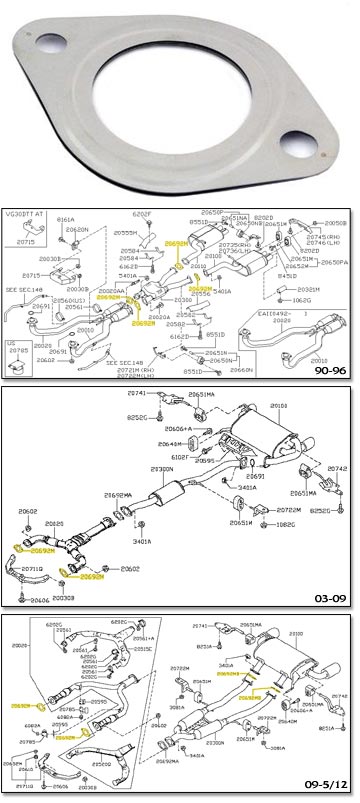 Factory Gasket, Exhaust Flange, 90-96 300ZX, 03-5/12 350Z-370Z
