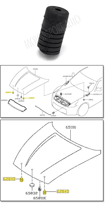 Factory Hood Bumper/Height Adjuster, 09-3/17 370Z