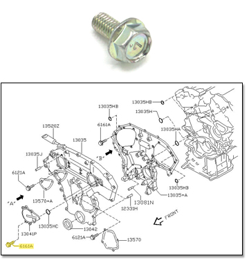 Factory Intake Valve Timing Control Cover Bolt, 03-05 350Z non Rev-Up