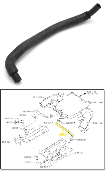 Factory PCV Hose, Left, 09-20 370Z