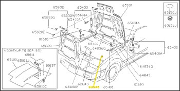 Factory Side Hood Bumper, 84-89 300ZX
