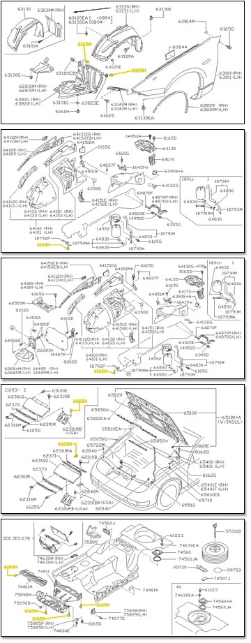 Factory Splash Panel Bolt, 90-96 300ZX