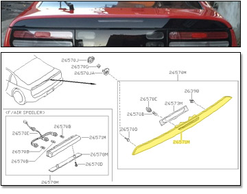 Factory Third Brake Light Lens, 90-96 300ZX w/o Spoiler, 9/93-96 w/ Factory Spoiler