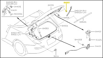 Factory Trunk Lid Bumper, 04-09 350Z Roadster
