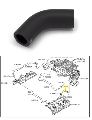Factory Valve Cover Breather Hose, 07-09 350Z
