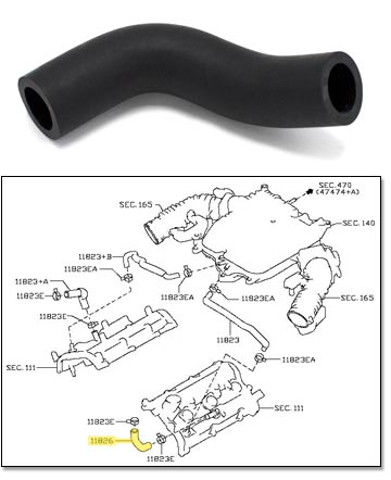 Factory Valve Cover Breather Hose, Left, 09-20 370Z