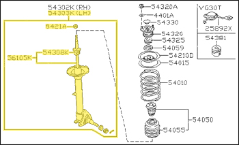 Factory Front Strut Assembly, Left, 87-89 300ZX (Z31) Turbo