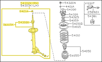 Factory Front Strut Assembly, Right, 87-89 300ZX (Z31) Non-Turbo