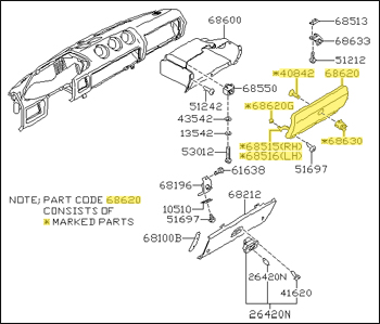 Factory Glove Box Lid, Black, 79 280ZX