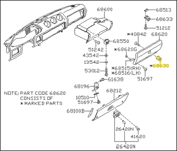 Factory Glove Box Lock, 79*-83 280ZX