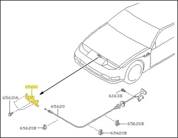 Factory Hood Latch, Male, 90-96 300ZX
