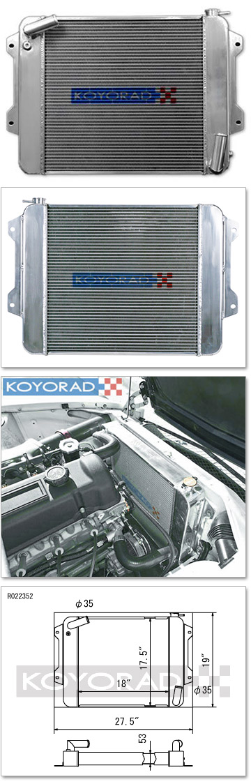 Koyo R-Series Performance/Racing Cross-Flow Aluminum Radiator, Manual Trans, 70-78 240Z-260Z-280Z
