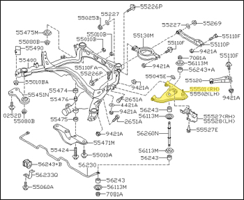 Factory Rear Lower Control Arm, Right, 90-96 300ZX (Z32) Non-Turbo