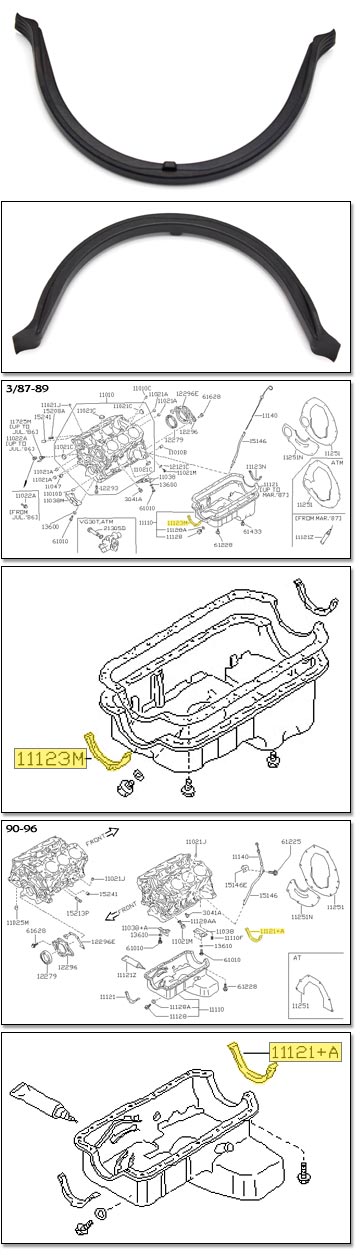 Oil Pan Gasket, 3/87-89 300ZX Front, 90-96 300ZX Rear