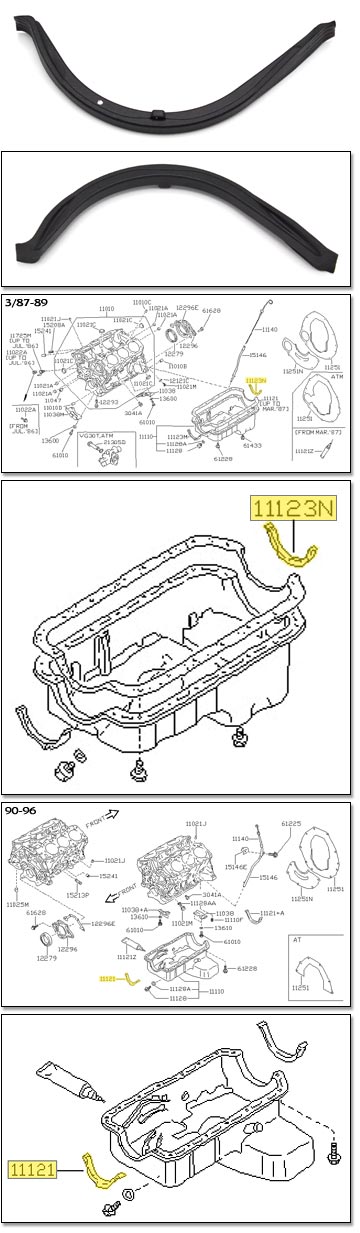 Oil Pan Gasket, 3/87-89 300ZX Rear, 90-96 300ZX Front