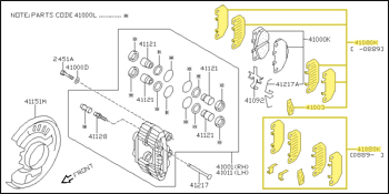 Factory Brake Hardware Kit, Front, 2/91-96 300ZX (Z32)