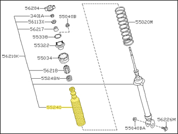 Factory Shock Boot w/ Bump Stop, Rear, 90-96 300ZX (Z32)