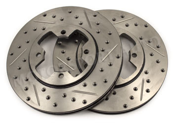 StopTech Cross Drilled/Slotted Brake Rotors, Front, 79-83 280ZX