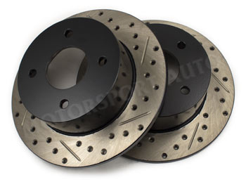 StopTech Cross Drilled/Slotted Brake Rotors, Rear, 79-81 280ZX