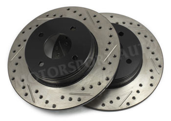 StopTech Cross Drilled/Slotted Brake Rotors, Rear, 84-85 300ZX N/T
