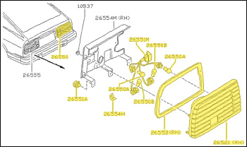 Factory Tail Light Assembly, Right, 82-83 280ZX