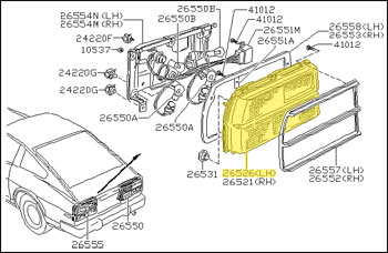 Factory Tail Light Lens, Left, 79-81 280ZX