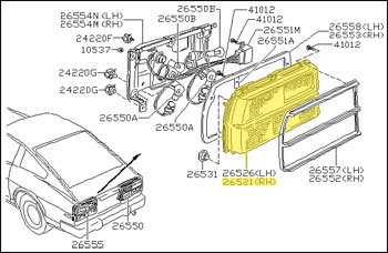 Factory Tail Light Lens, Right, 79-81 280ZX