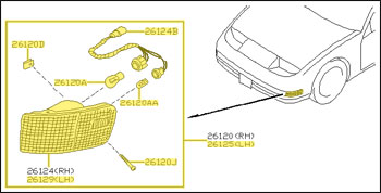 Factory Turn Signal/ Marker Light Assembly, Left, 90-96 300ZX (Z32)