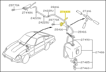 Factory Windshield Washer Nozzle, Left, 79-83 280ZX