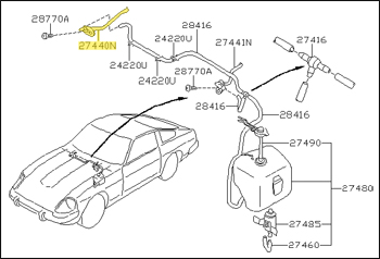 Factory Windshield Washer Nozzle, Right, 81-83 280ZX
