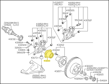 Factory Rear Wheel Bearing Assembly, Right, 90-96 300ZX (Z32) Turbo