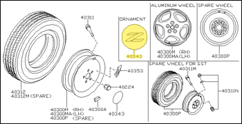 Factory Wheel Emblem, 90-96 300ZX (Z32)