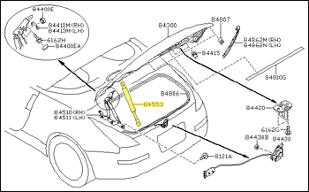 Factory Trunk Lid Support, 04-09 350Z Roadster