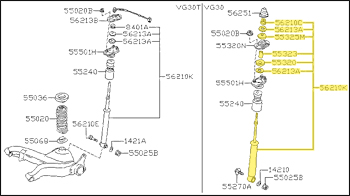 Factory Non-Adjustable Shock Absorber Kit, Rear, 84-89 300ZX (Z31) Non-Turbo