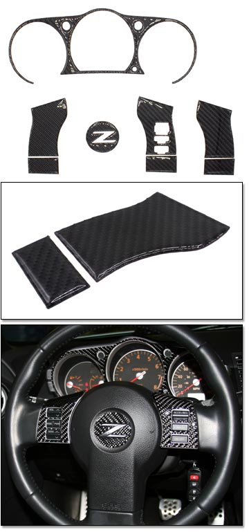 Carbon Fiber Trim Kit For Steering Wheel & Speedo, 03-05 350Z